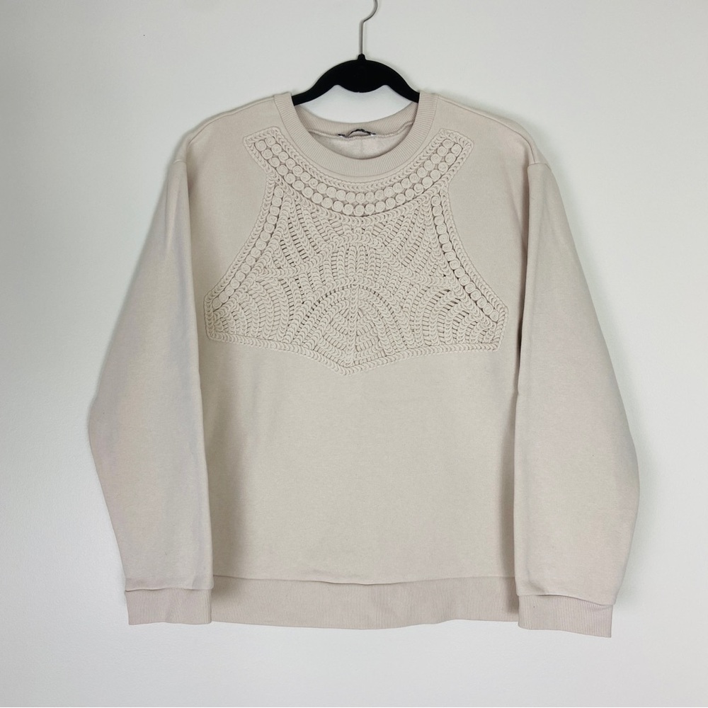 Zara Cream Textured Knit Sweatshirt - Picture 2 of 8